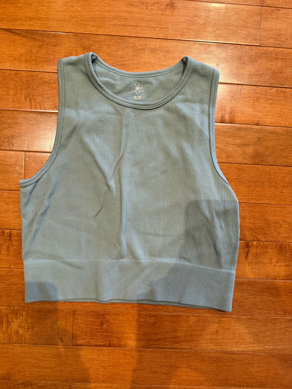 Aura Ribbed Tank Crop Top - Slate Blue